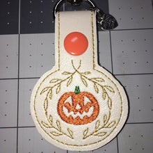 Load image into Gallery viewer, Halloween pumpkin Snap Tab Machine Embroidery Design - Jack-O-Lantern