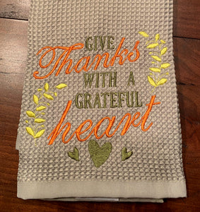 Give thanks with a grateful heart - machine embroidery design - harvest festival