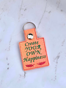 Create your own happiness Snap Tab machine embroidery design