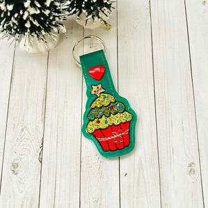 Christmas Tree Cupcake Snap Tab machine embroidery design