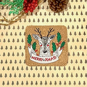 Merry Christmas Deer machine embroidery design