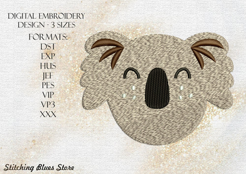 Koala head machine embroidery design