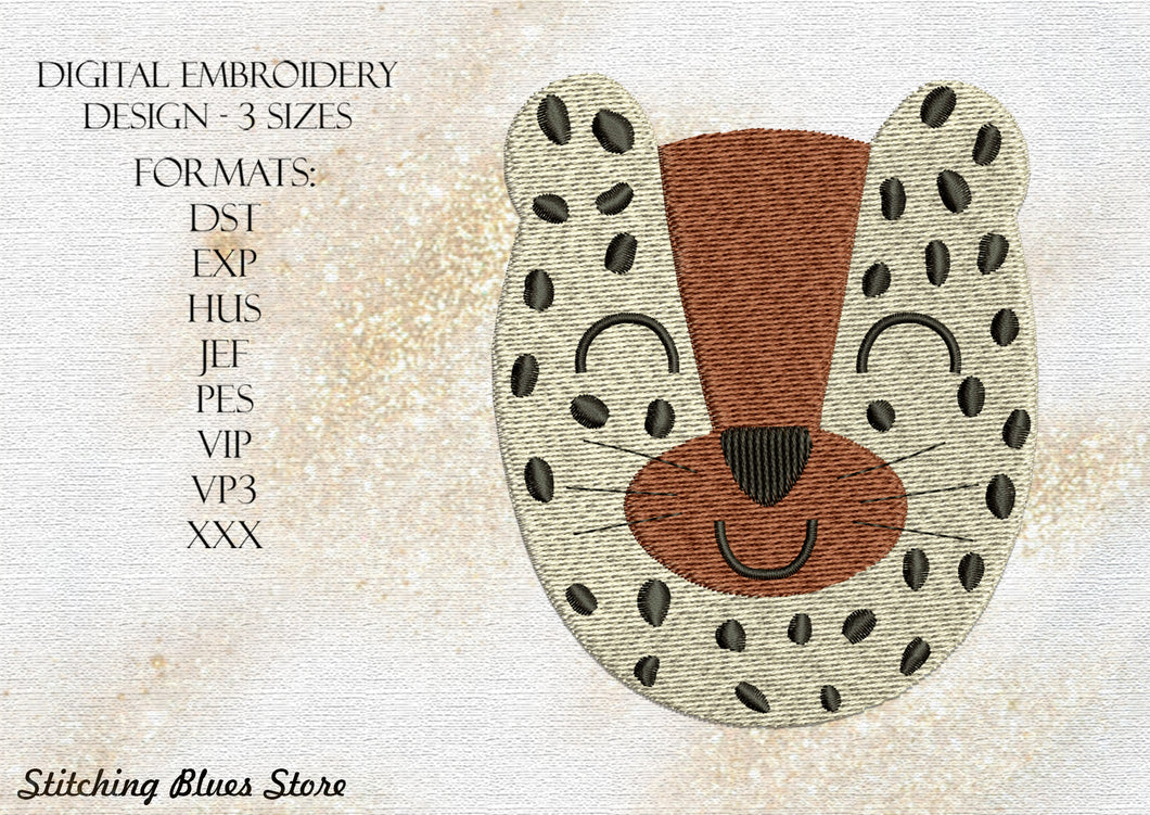 Leopard head machine embroidery design