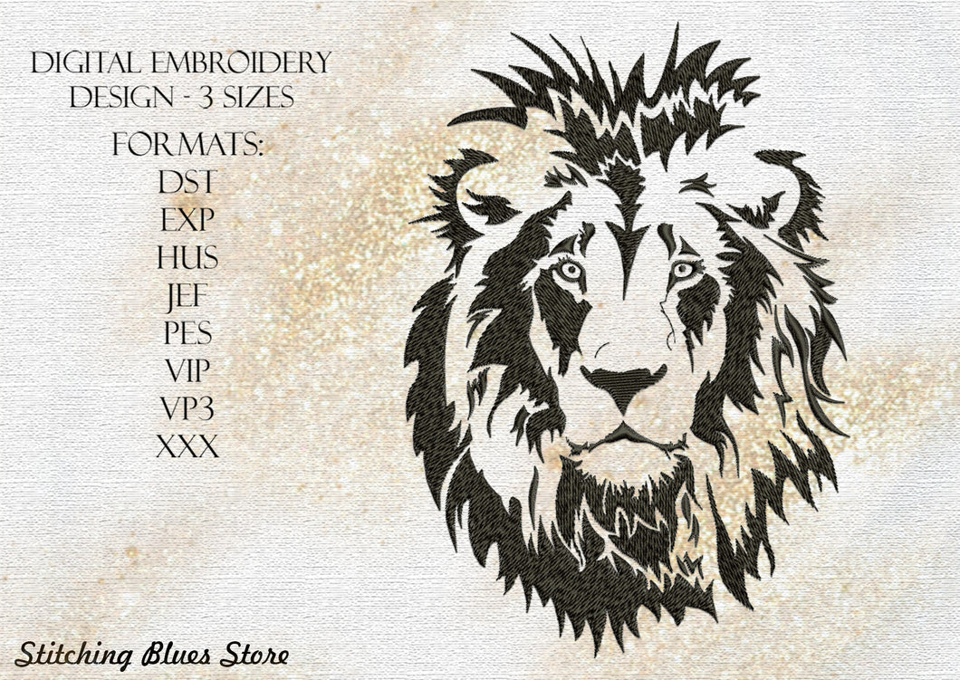 Lion Simpe Portrait machine embroidery design