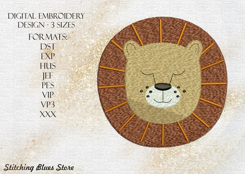 Lion head machine embroidery design