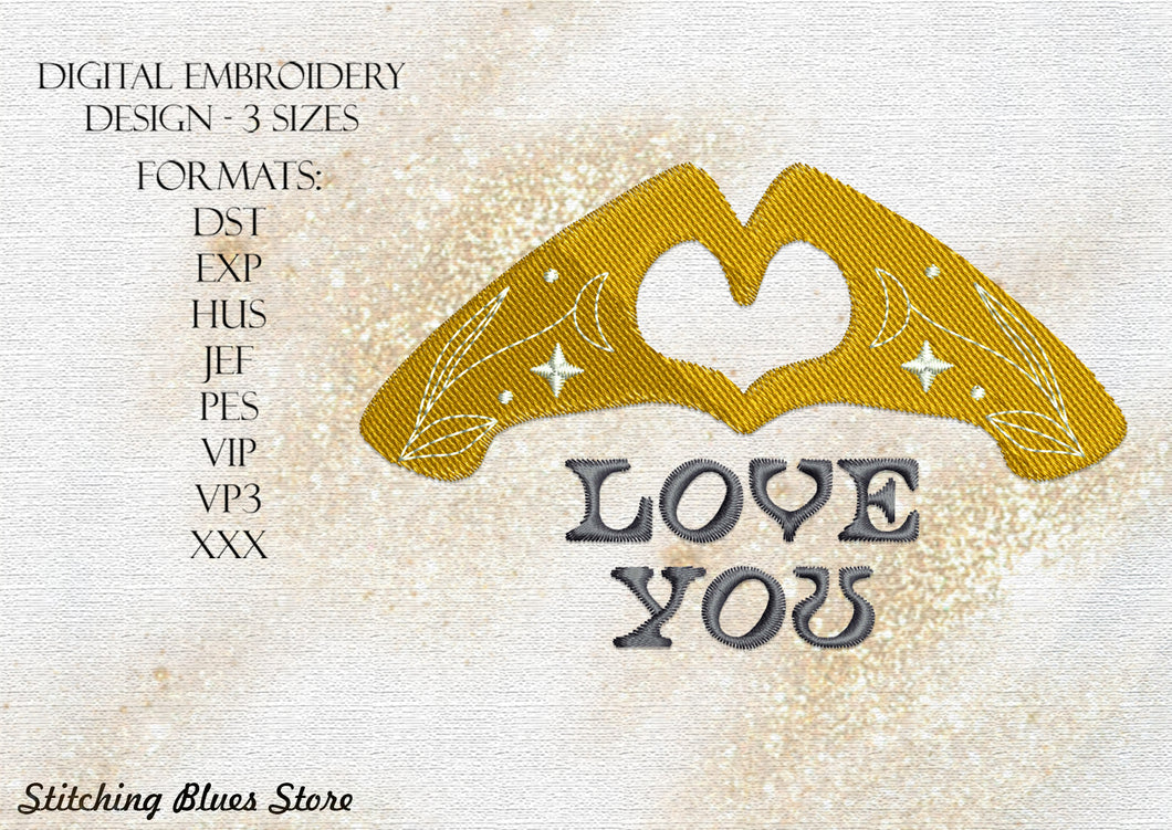Love You - Valentines Day - machine embroidery design