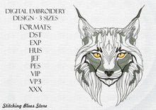 Load image into Gallery viewer, Portrait of lynx machine embroidery design