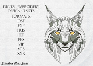 Portrait of lynx machine embroidery design