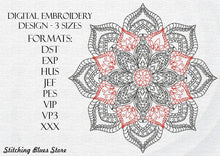 Load image into Gallery viewer, Dichromatic mandala machine embroidery design