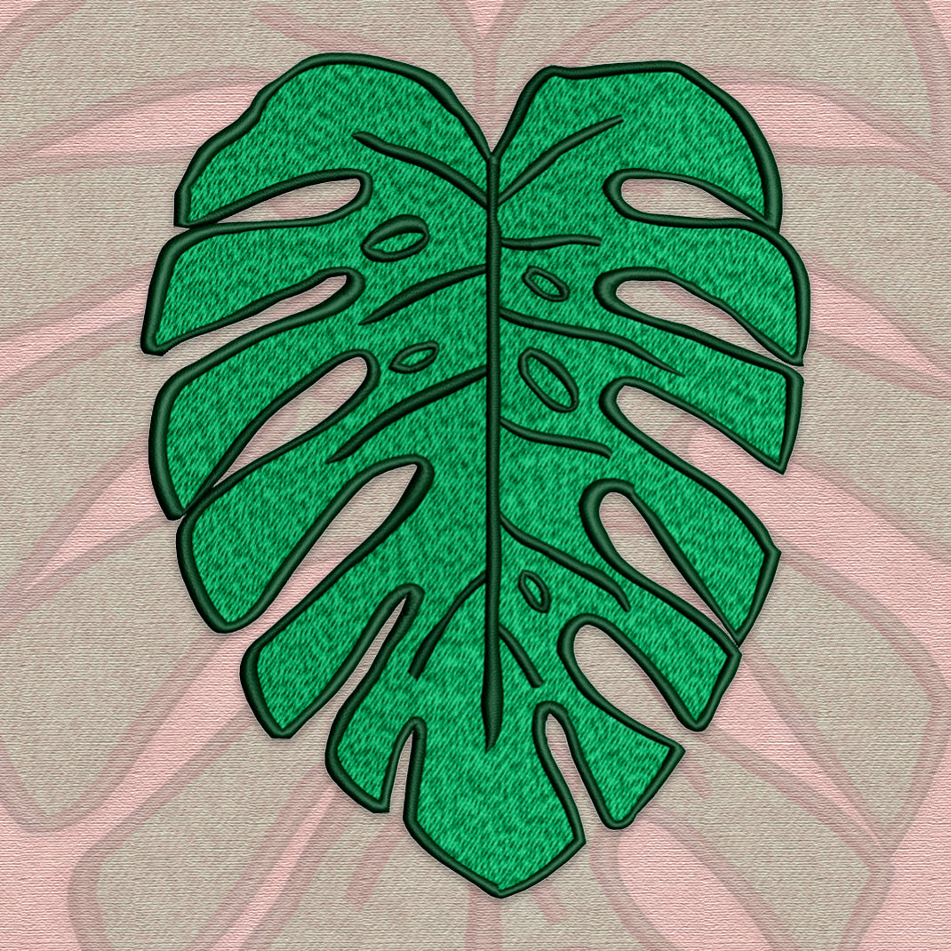 monstera plant embroidery Tropical Monstera Leaf machine embroidery design – Stitching Blues