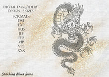 Load image into Gallery viewer, Oriental Dragon - machine embroidery design