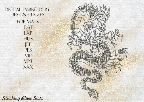 Oriental Dragon - machine embroidery design