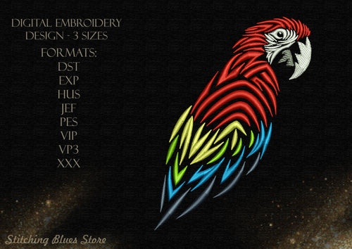 Parrot Ara machine embroidery design