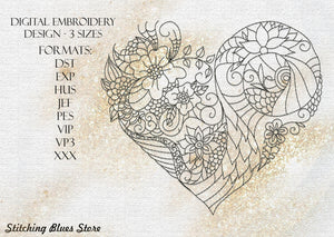 Pattern Heart - Valentines Day - machine embroidery design