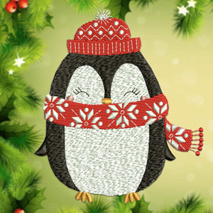 Cute penguin - christmas machine embroidery design - New Year