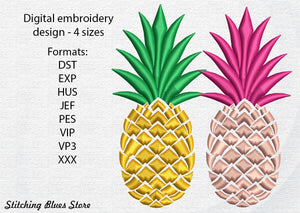 Pineapple machine embroidery design