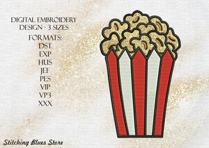 Popcorn machine embroidery design