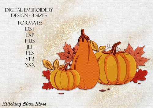 Pumpkin Harvest machine embroidery design