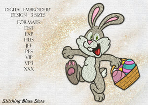 Happy Easter Rabbit machine embroidery design
