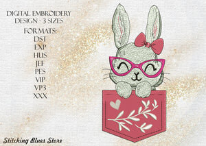 Rabbit In Glasses machine embroidery design