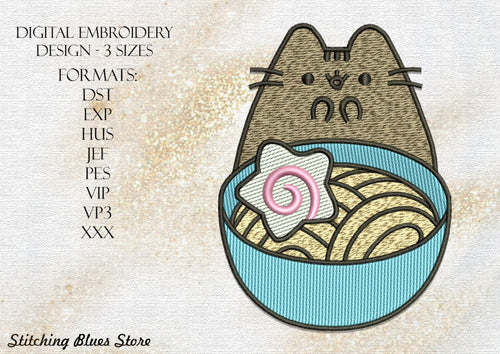 Ramen Cat machine embroidery design