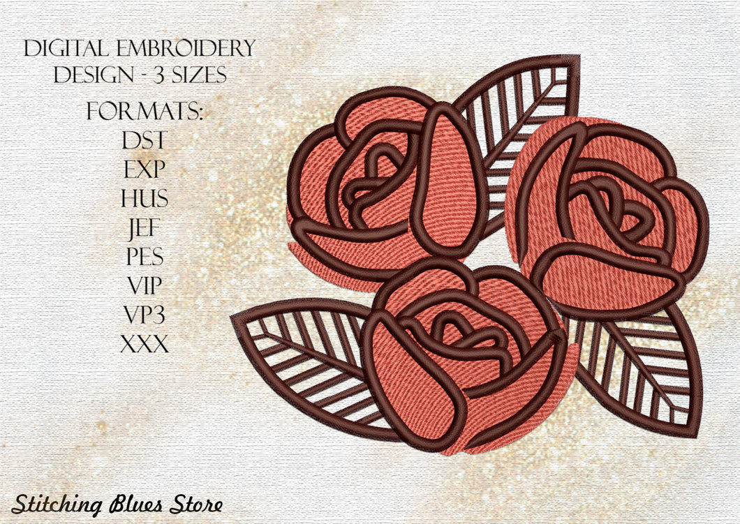 Roses machine embroidery design