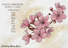 Load image into Gallery viewer, Sakura machine embroidery design - cherry blossom