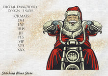 Load image into Gallery viewer, Biker Santa Claus - Christmas machine embroidery design - New Year