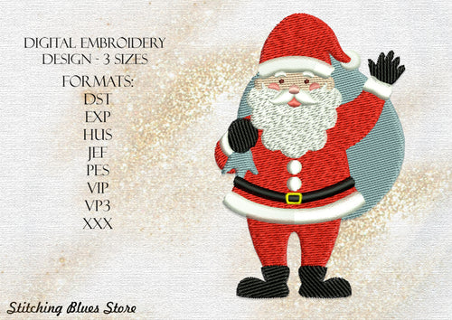 Santa Claus with bag of gifts - Christmas machine embroidery design - New Year