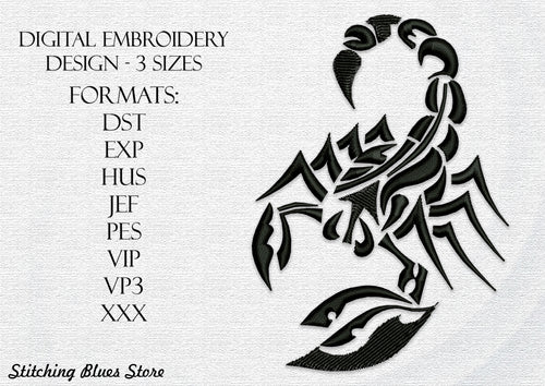 Scorpion machine embroidery design