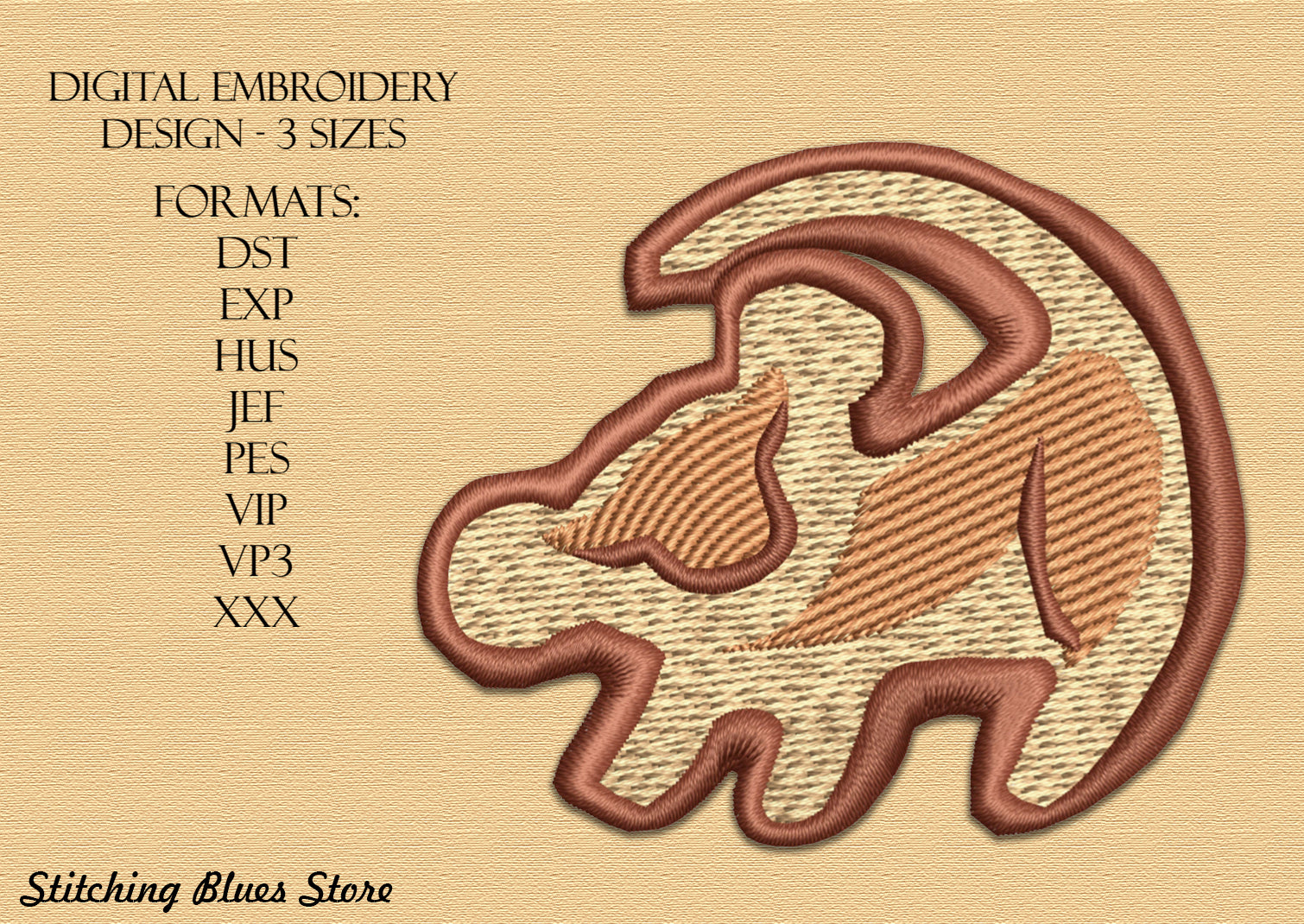 Baby Lion Rock Drawing machine embroidery design – Stitching Blues