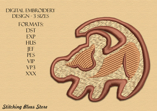 Baby Lion Rock Drawing machine embroidery design