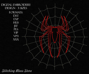 Spider in a web machine embroidery design