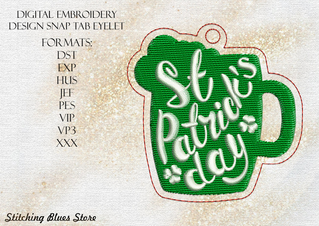 Saint Patricks Day Snap Tab Eyelet machine embroidery design