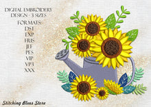Load image into Gallery viewer, Sunflowers machine embroidery design