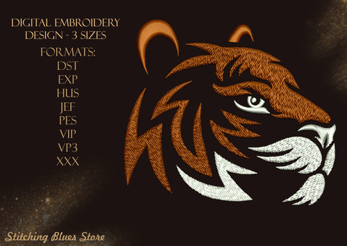 Tiger portrait machine embroidery design