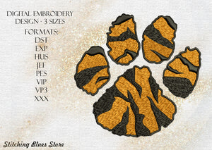 Tiger Paw machine embroidery design