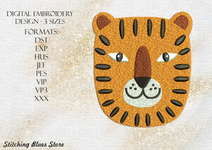 Tiger head machine embroidery design