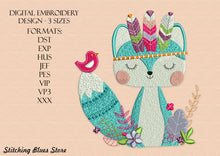 Load image into Gallery viewer, Tribal fox machine embroidery design