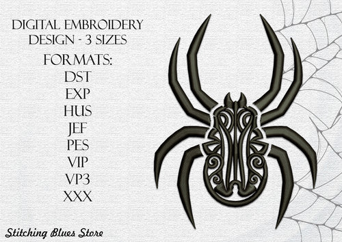 Tribal celtic spider machine embroidery design