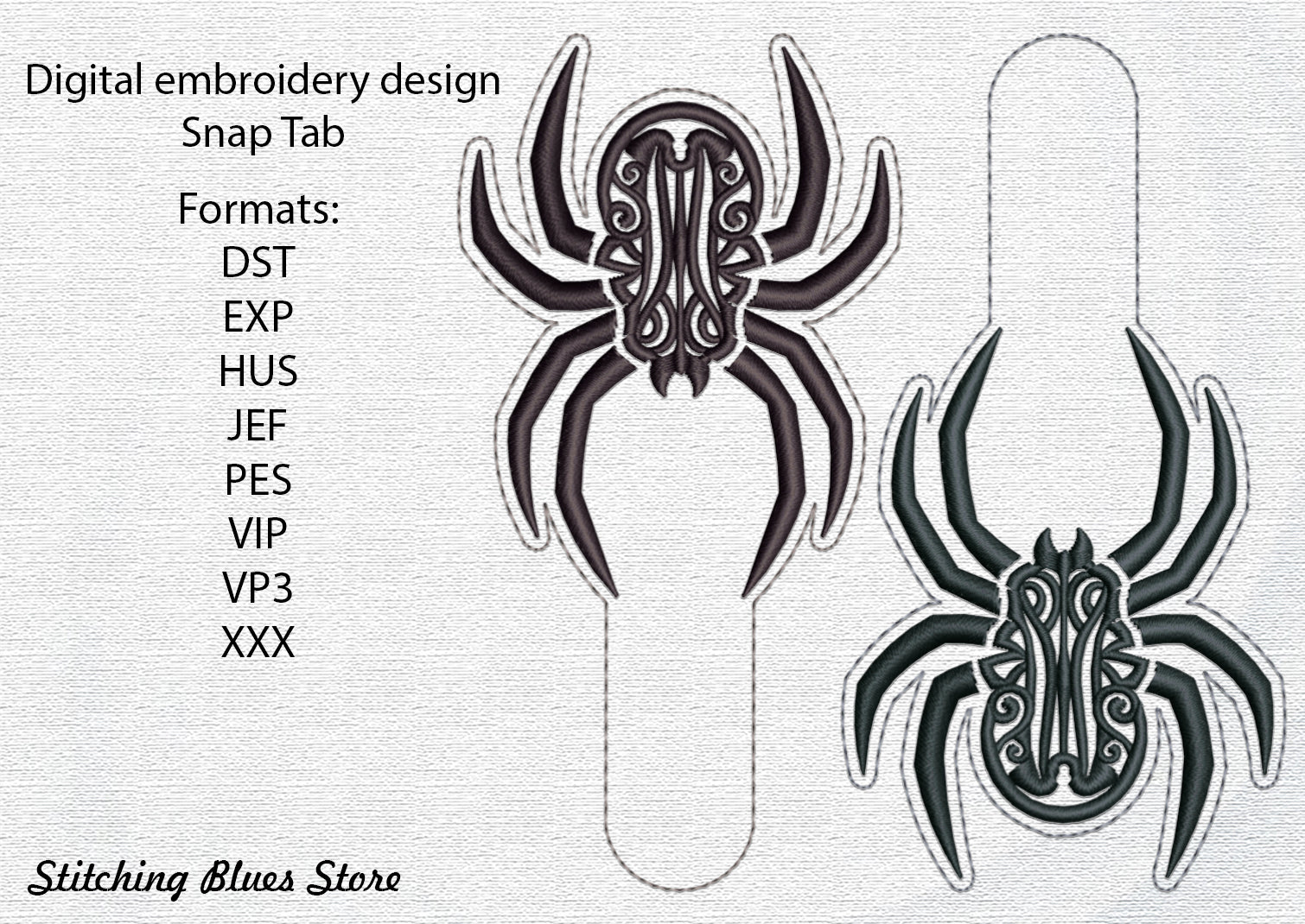 Tribal Celtic Spider Snap Tab Machine Embroidery Design – Stitching Blues