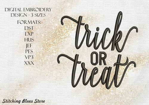 Trick or Treat machine embroidery design