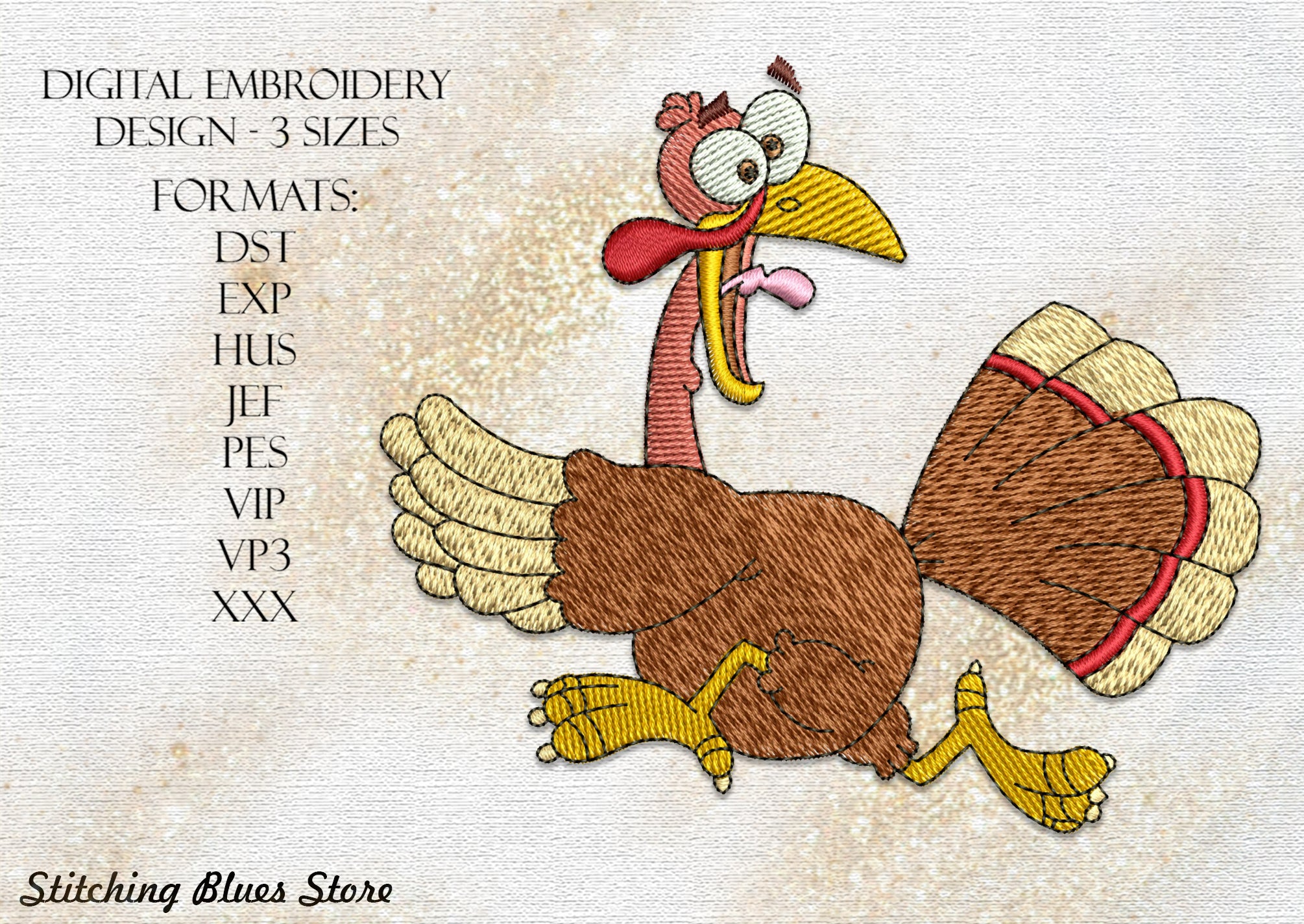 Turkey Wearing Football Helmet Thanksgiving Filled Machine Embroidery  Design Digitized Pattern