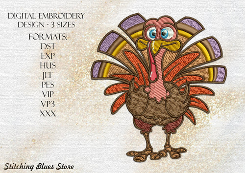 Turkey machine embroidery design - Thanksgiving Day