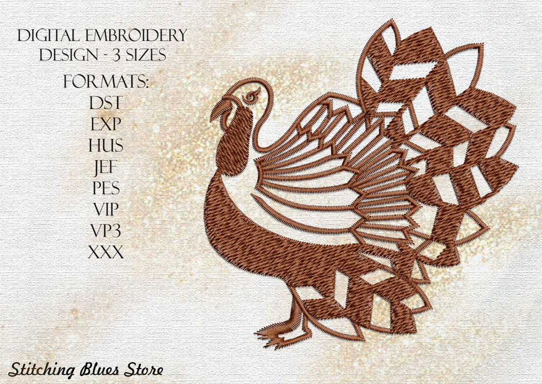 Turkey Pattern machine embroidery design - Thanksgiving Day