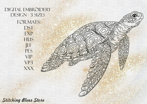 Turtle - machine embroidery design -  reptiles