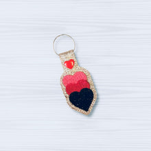 Load image into Gallery viewer, Hearts Trio Snap Tab machine embroidery design - Valentines Day