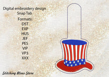 Load image into Gallery viewer, Uncle Sam&#39;s hat Snap Tab machine embroidery design - American flag