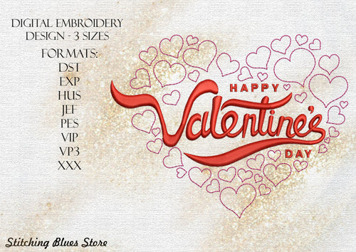 Valentine machine embroidery design