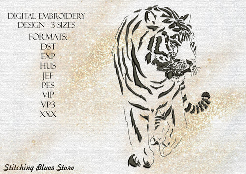 Walking Tiger machine embroidery design